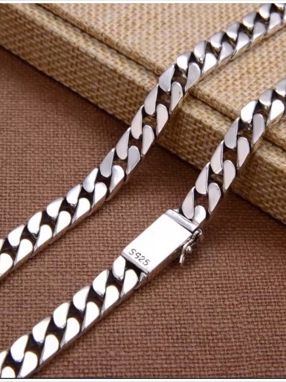 Men’s Solid 925 Sterling Silver Chain 10mm Cuban Curb link Necklace